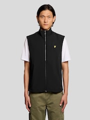Lyle & Scott Black Mesh Back Softshell Funnel Neck Gilet - Image 1 of 6