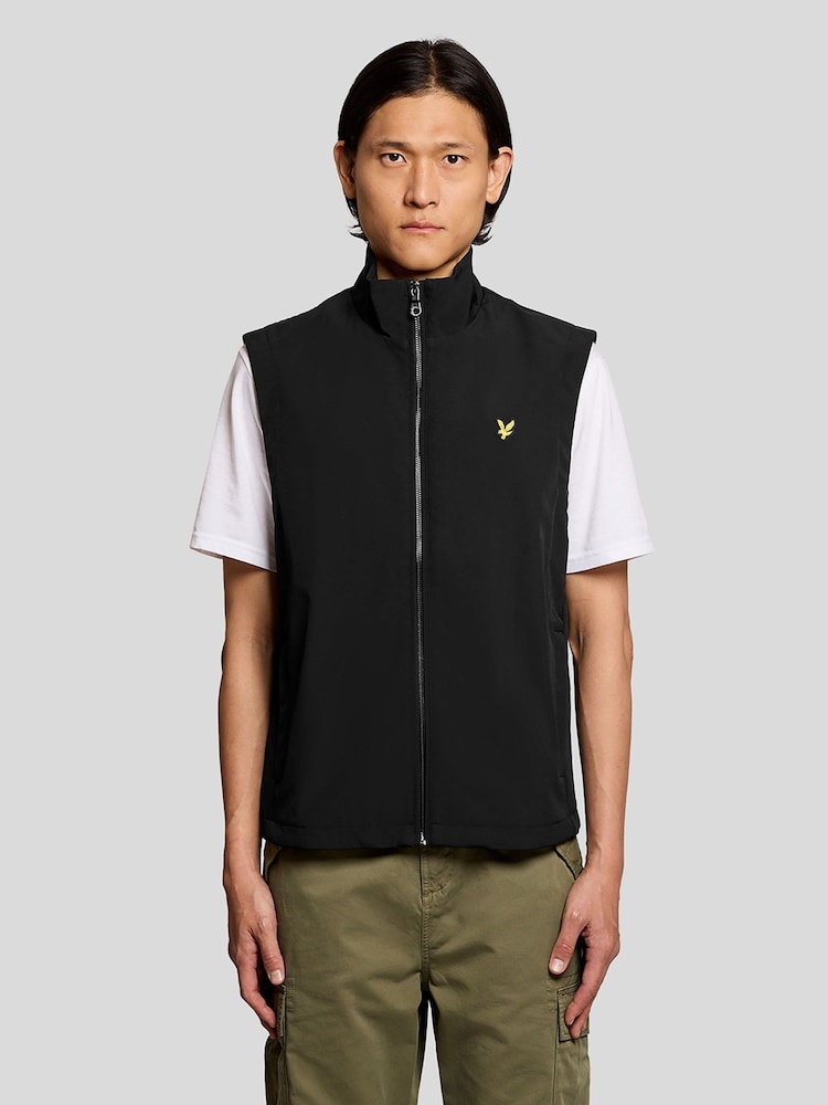 Lyle & Scott Black Mesh Back Softshell Funnel Neck Gilet - Image 1 of 6