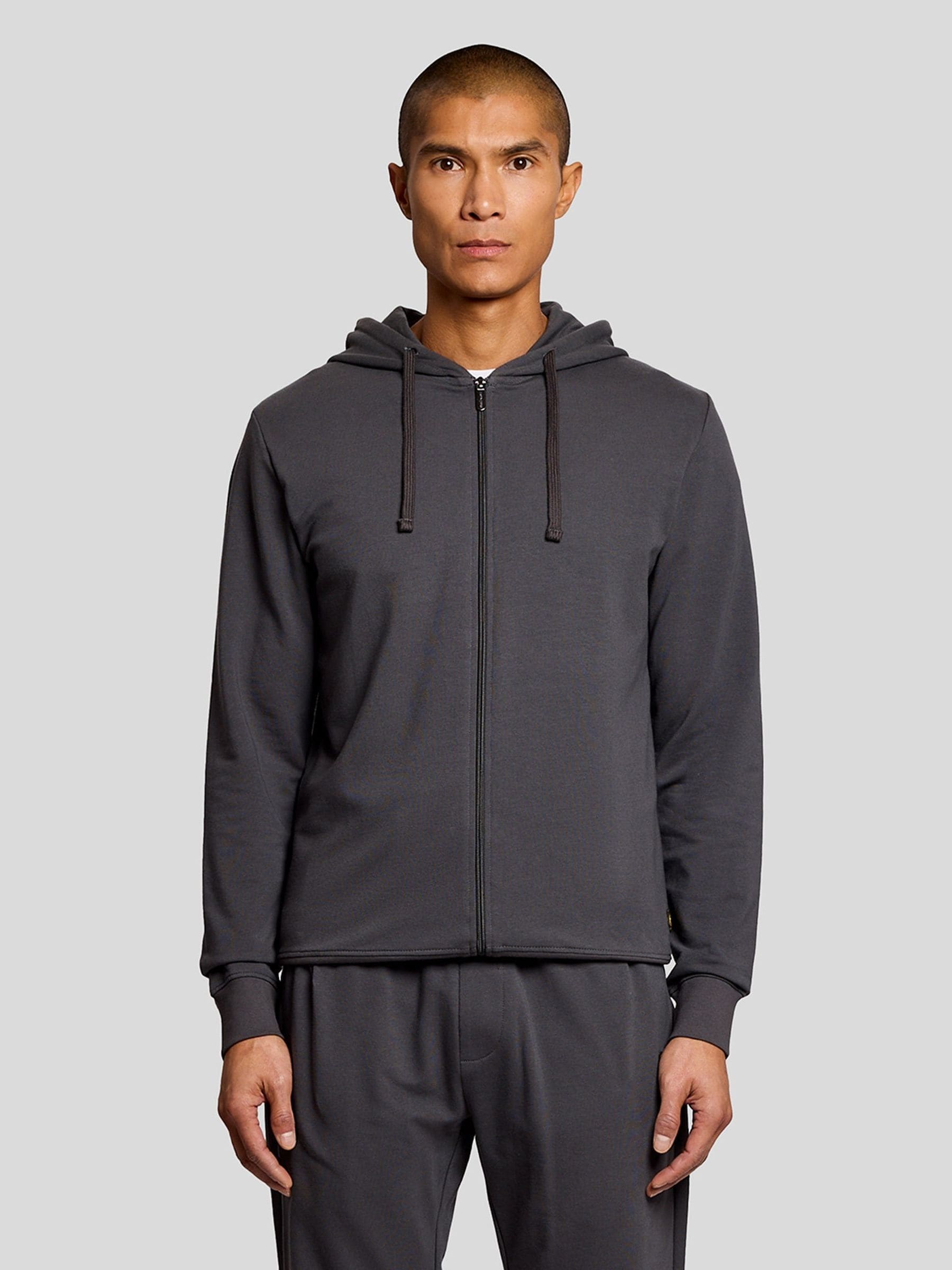 Lyle & Scott Men's Grey Lightweight Zip Through Lounge Hoodie - Image 1