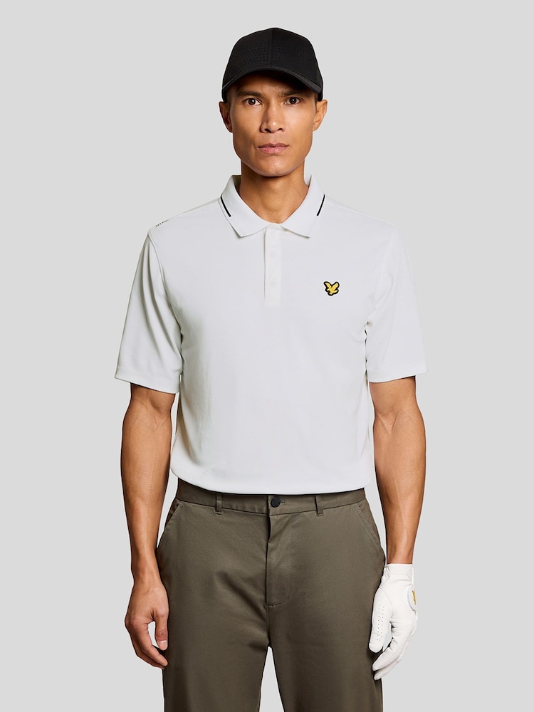 Lyle & Scott White Golf 1874 Tipped Tech Polo Shirt - Image 1 of 6
