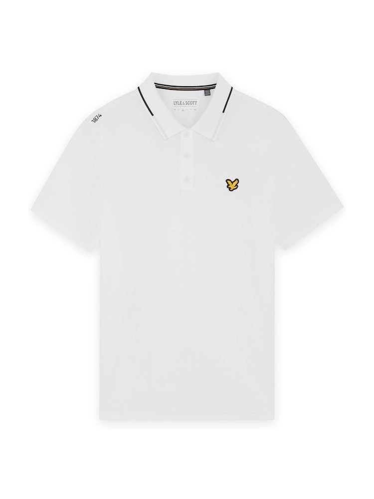 Lyle & Scott White Golf 1874 Tipped Tech Polo Shirt - Image 6 of 6