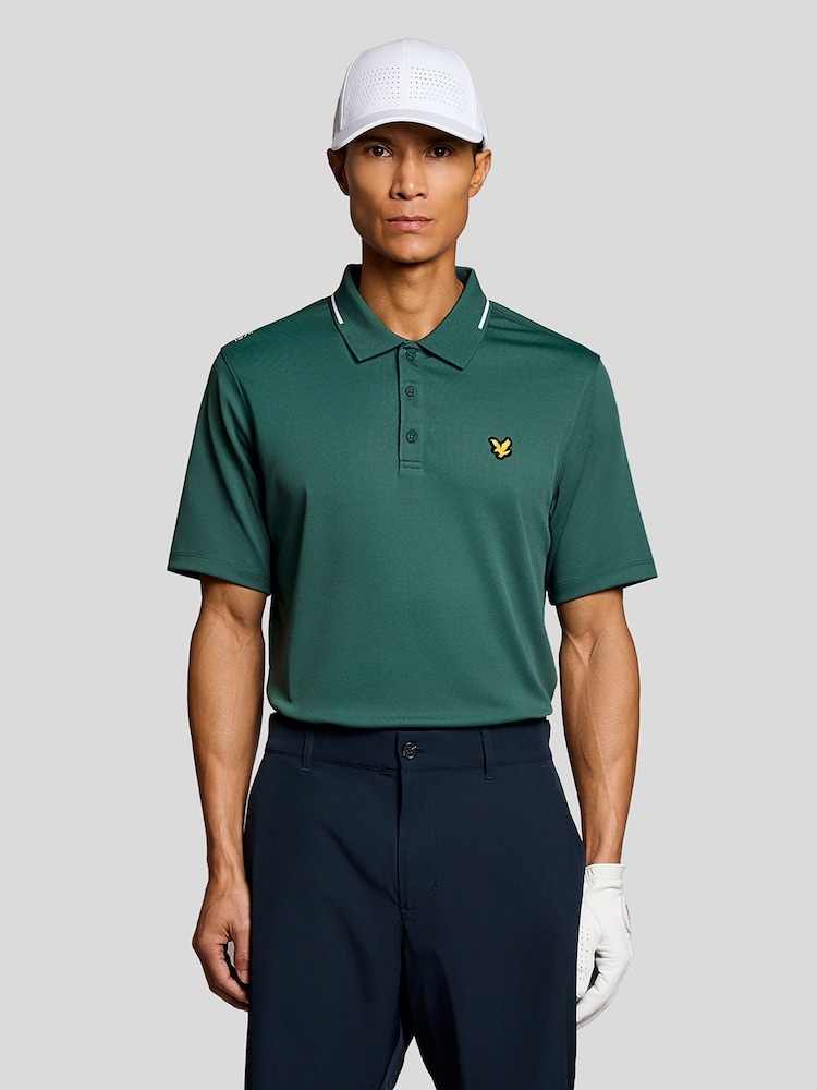 Lyle & Scott Green Golf 1874 Tipped Tech Polo Shirt - Image 1 of 6
