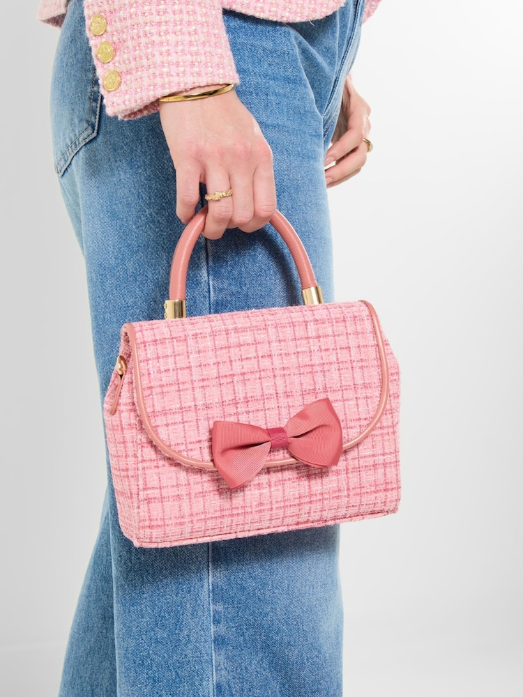 Joe Browns Pink Margot Tweedy Bow Bag - Image 1 of 6 Joe Browns Pink Margot Tweedy Bow Bag - Image 1 of 6