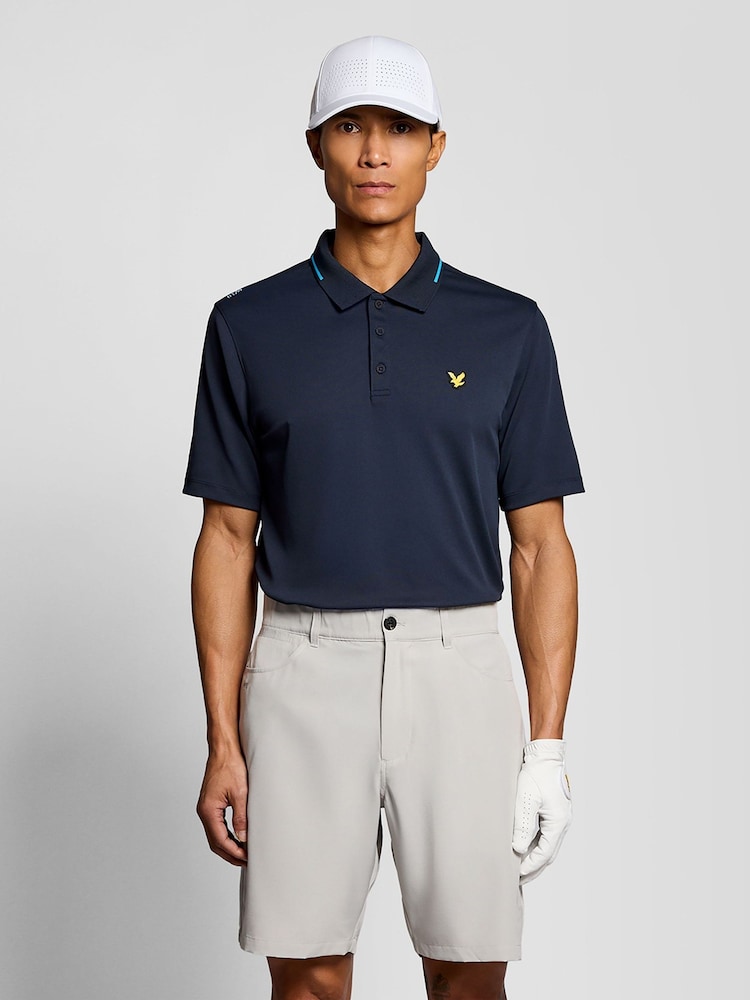 Lyle & Scott Blue Golf 1874 Tipped Tech Polo Shirt - Image 1 of 6