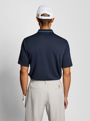 Lyle & Scott Blue Golf 1874 Tipped Tech Polo Shirt - Image 3 of 6