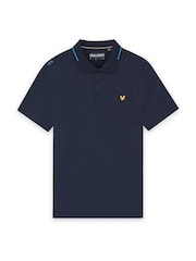 Lyle & Scott Blue Golf 1874 Tipped Tech Polo Shirt - Image 6 of 6