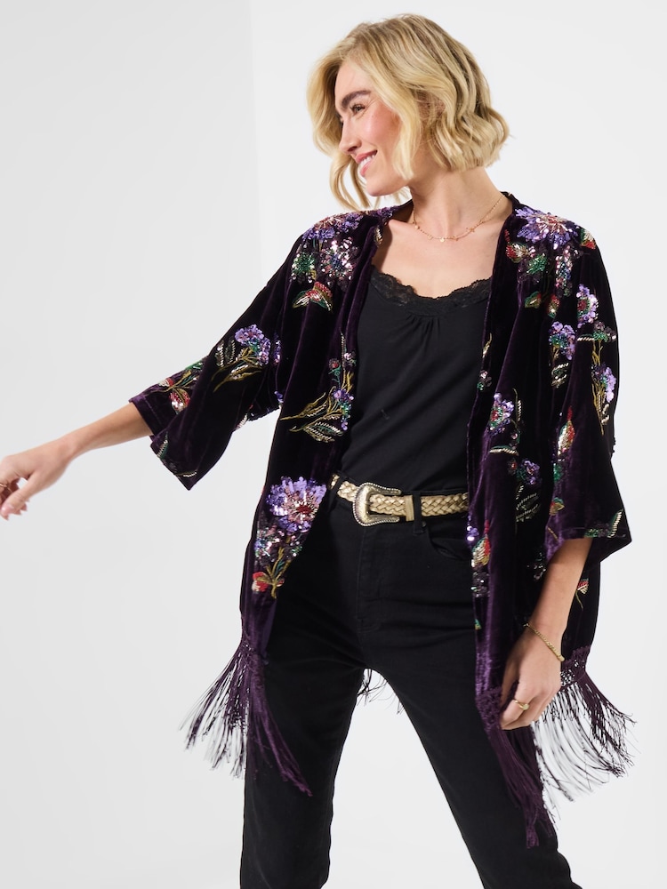 Joe Browns Purple Exotic Blooms Premium Sequin Kimono - Image 1 of 6 Joe Browns Purple Exotic Blooms Premium Sequin Kimono - Image 1 of 6