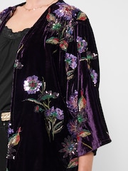 Joe Browns Purple Exotic Blooms Premium Sequin Kimono - Image 2 of 6