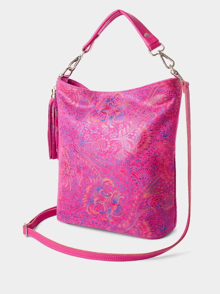 Joe Browns Pink Carnival Nights Print Suede Bag - Image 2 of 5