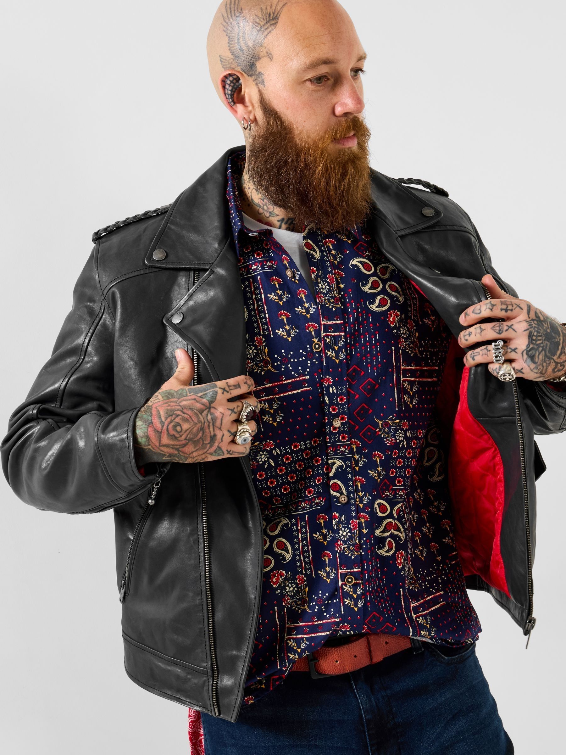 Buy Joe Browns Black Very Vintage Leather Biker Jacket from the