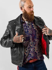 Joe Browns Black Very Vintage Leather Biker Jacket - Image 5 of 10