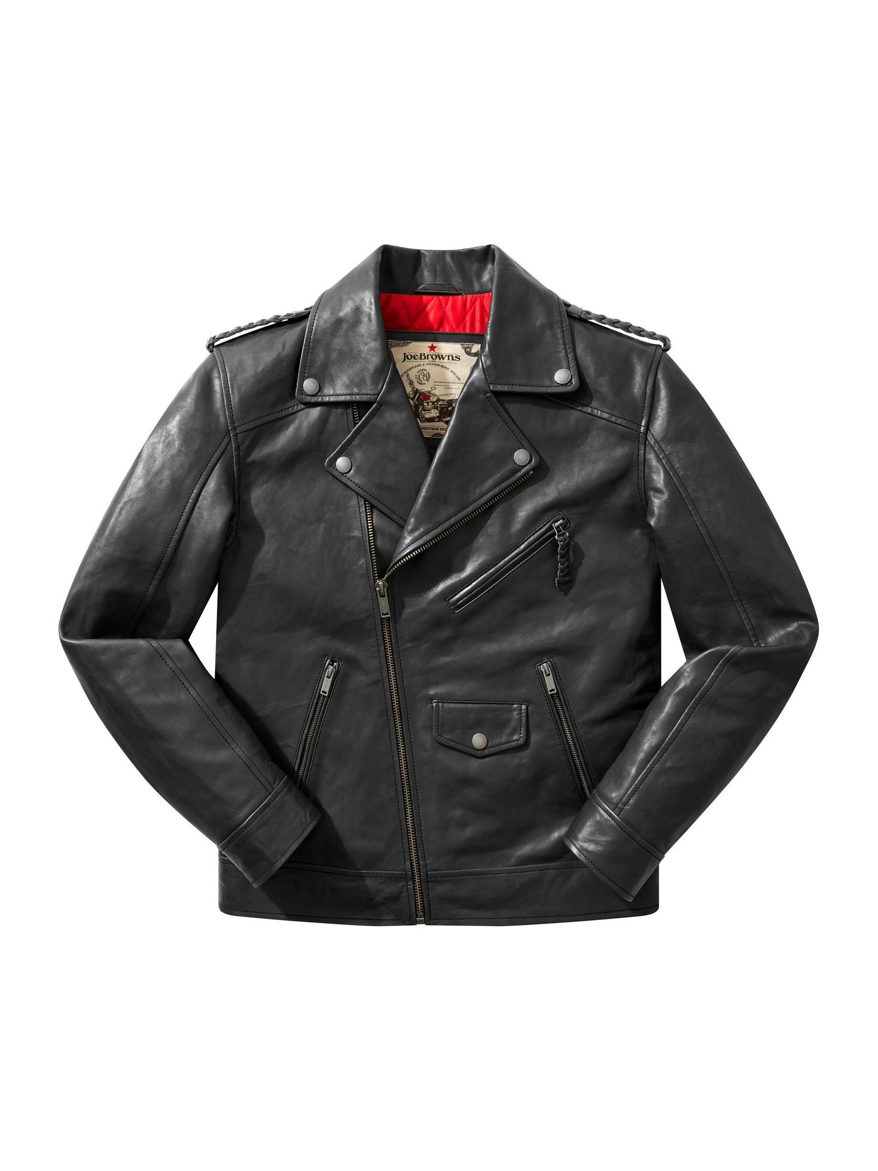 Buy Joe Browns Black Very Vintage Leather Biker Jacket from the