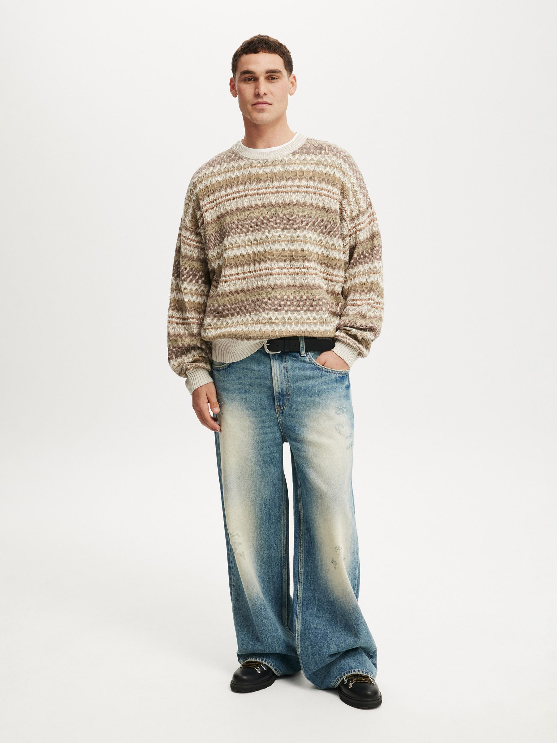 Buy Cotton On Stone Pattern Garage Knit Jumper from Next Armenia