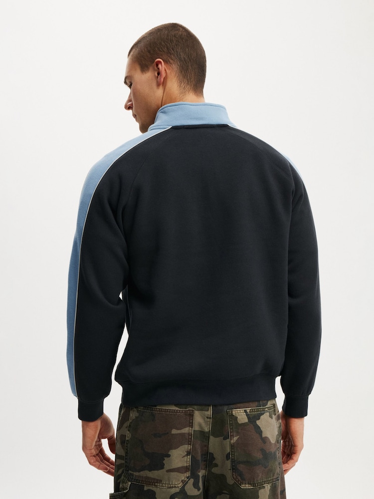 Cotton On Black Graphic 1/4 Zip Sweat Top - Image 2 of 5