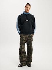 Cotton On Black Graphic 1/4 Zip Sweat Top - Image 5 of 5