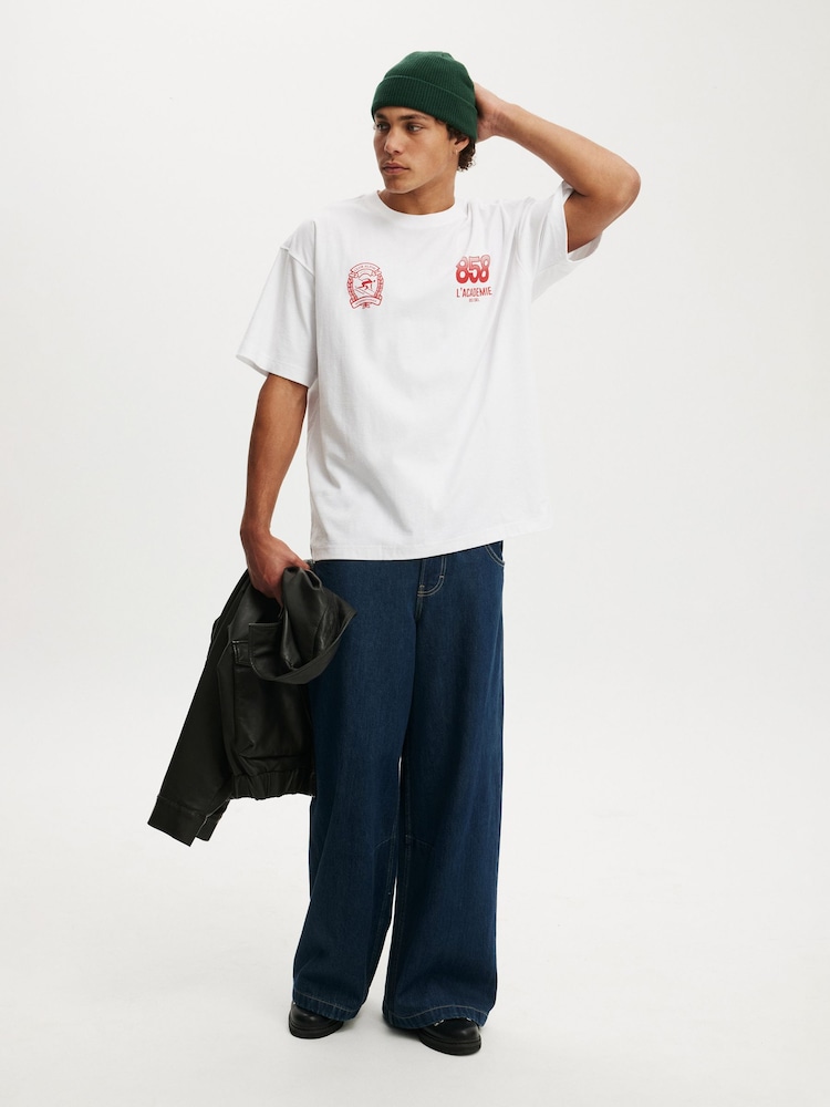 Cotton On White Box Fit Graphic T-Shirt - Image 4 of 4