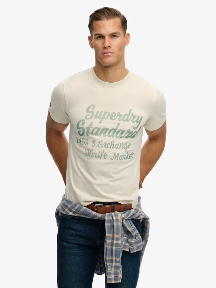 Superdry Cream Industry Worker Relaxed T-Shirt - Image 1 of 4