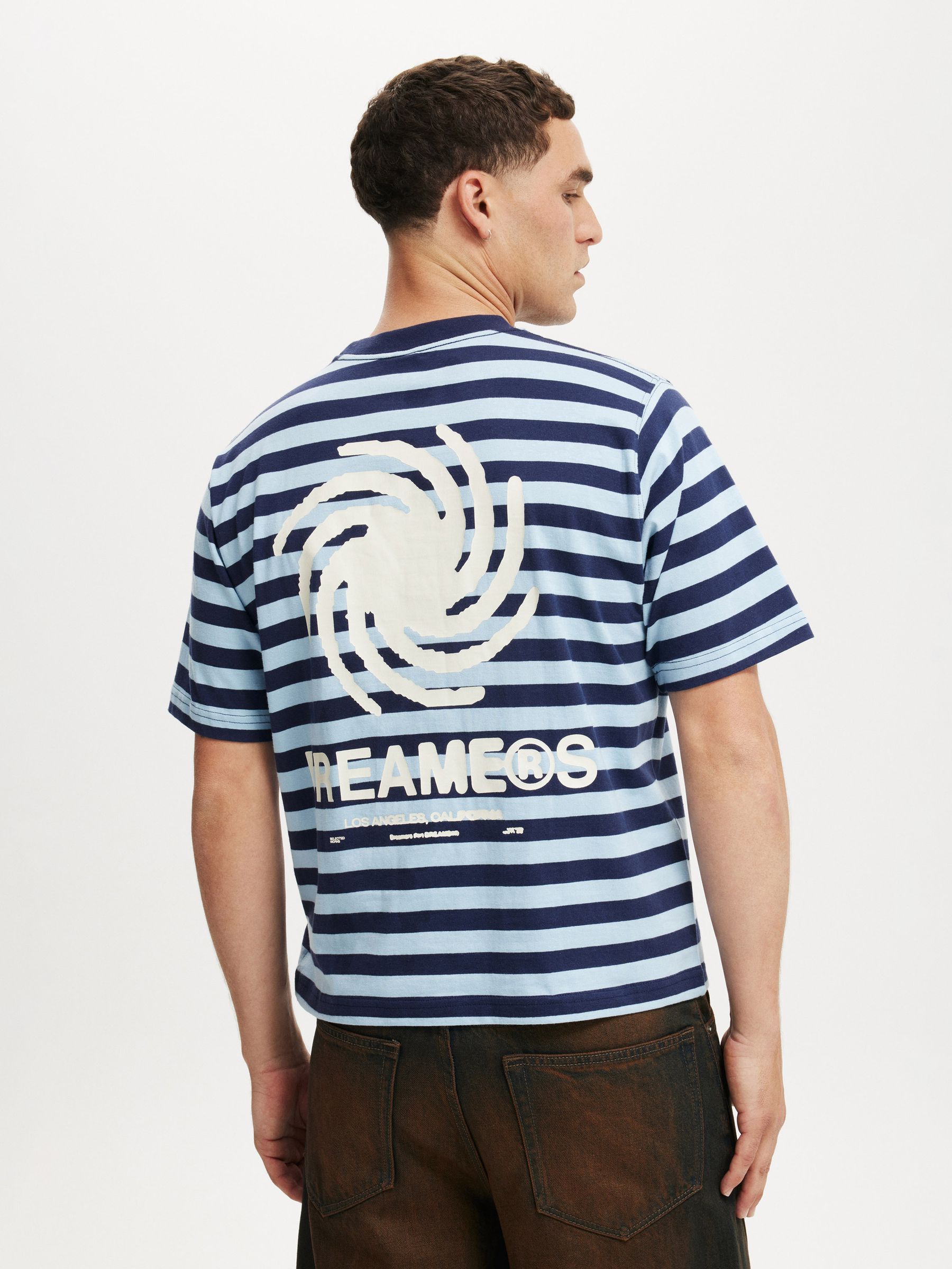 Buy Cotton On Pearl & Midnight/Dreamers Stripe Cropped Fit Graphic