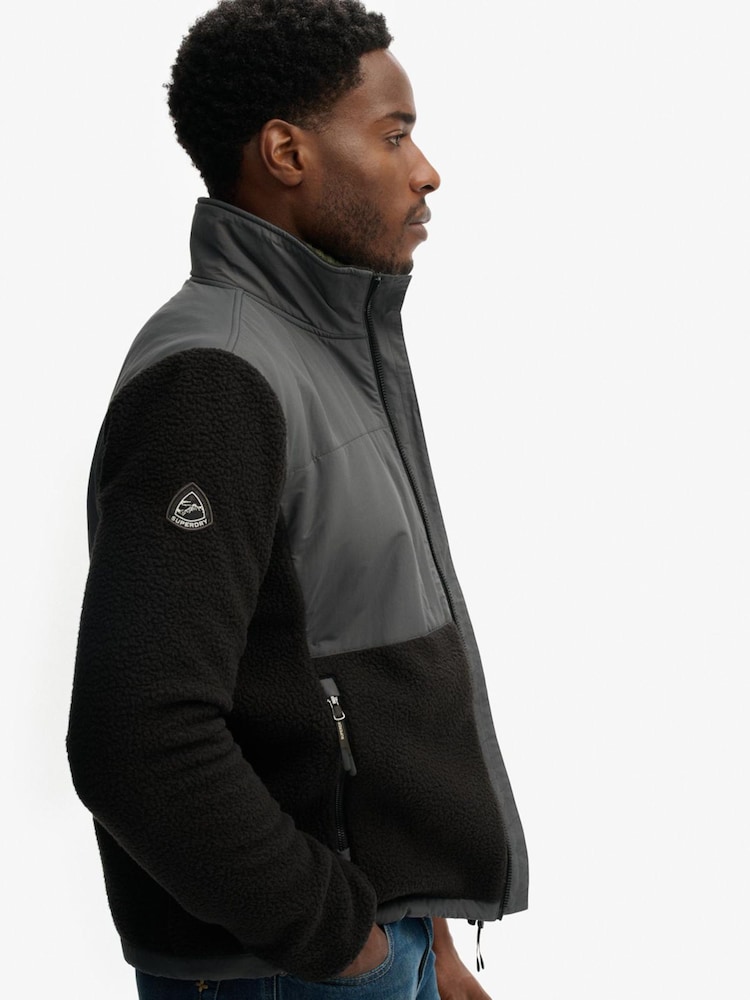 Superdry Black Polar Hybrid Trekker Fleece - Image 2 of 5