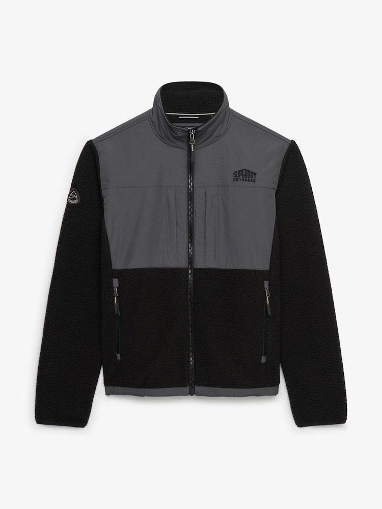 Superdry Black Polar Hybrid Trekker Fleece - Image 5 of 5