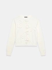 Mint Velvet White Floral Applique Popper Cardigan - Image 4 of 4