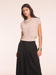 Mint Velvet Natural Linen Blend Sleeveless Knit Top - Image 5 of 8