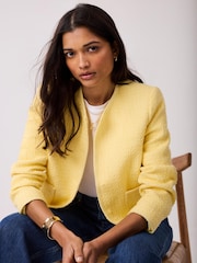 Mint Velvet Yellow Boucle Cotton Blend Jacket - Image 2 of 8