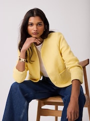 Mint Velvet Yellow Boucle Cotton Blend Jacket - Image 3 of 8