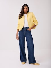 Mint Velvet Yellow Boucle Cotton Blend Jacket - Image 5 of 8