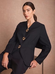 Mint Velvet Blue Wool Blend Sculpted Jacket - Image 4 of 8