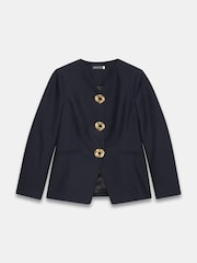 Mint Velvet Blue Wool Blend Sculpted Jacket - Image 7 of 8