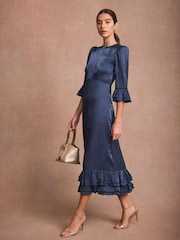 Mint Velvet Blue Metallic Midi Dress - Image 1 of 1