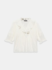 Mint Velvet White Cotton Stripe Ruffle Blouse - Image 6 of 7
