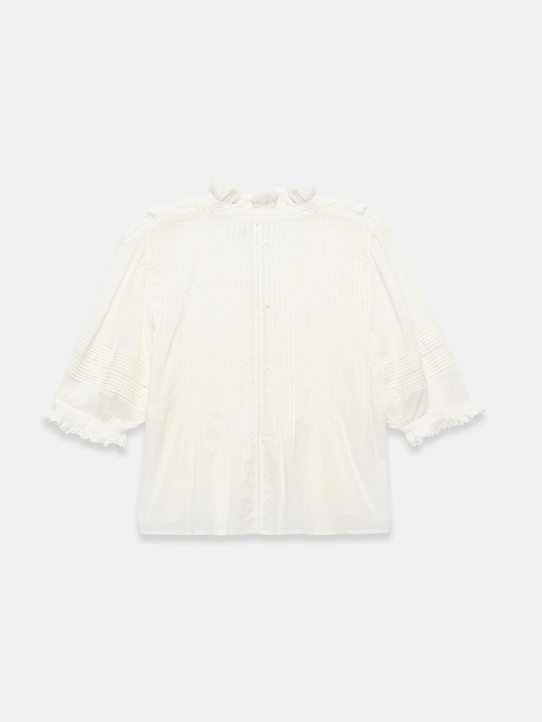【KHAITE】 WHITE SILK stripe ruffle blouse Buy Mint Velvet White Cotton Stripe Ruffle Blouse from Next Ireland