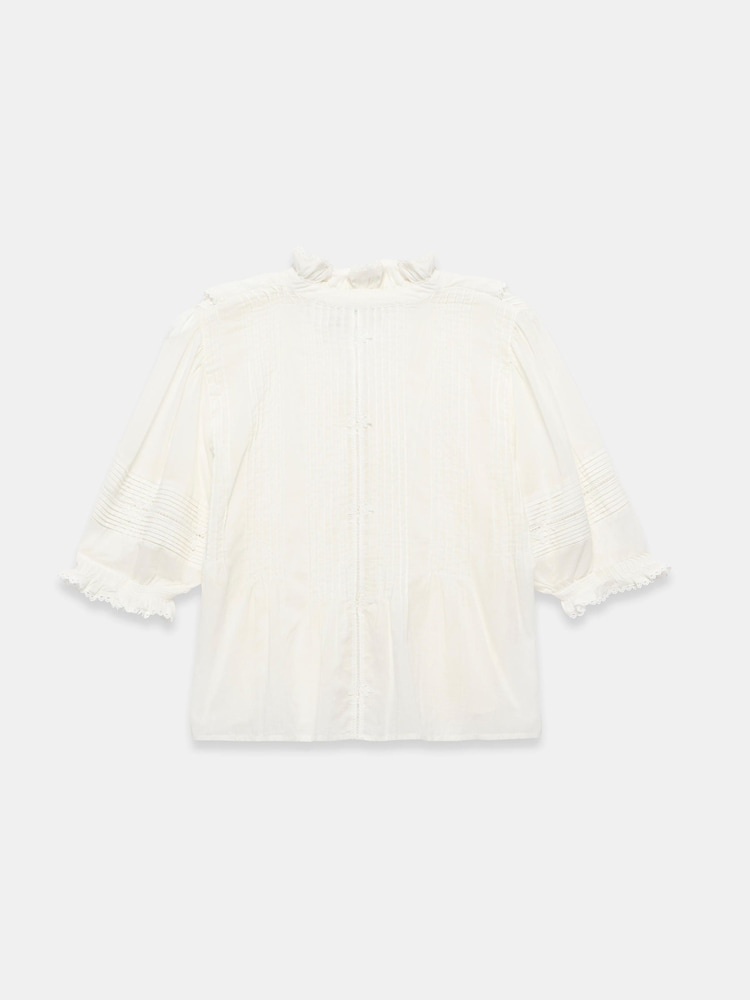 Mint Velvet White Cotton Stripe Ruffle Blouse - Image 7 of 7