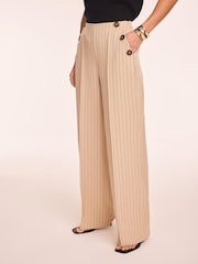 Mint Velvet Brown Button Front Pinstripe Trousers - Image 2 of 2