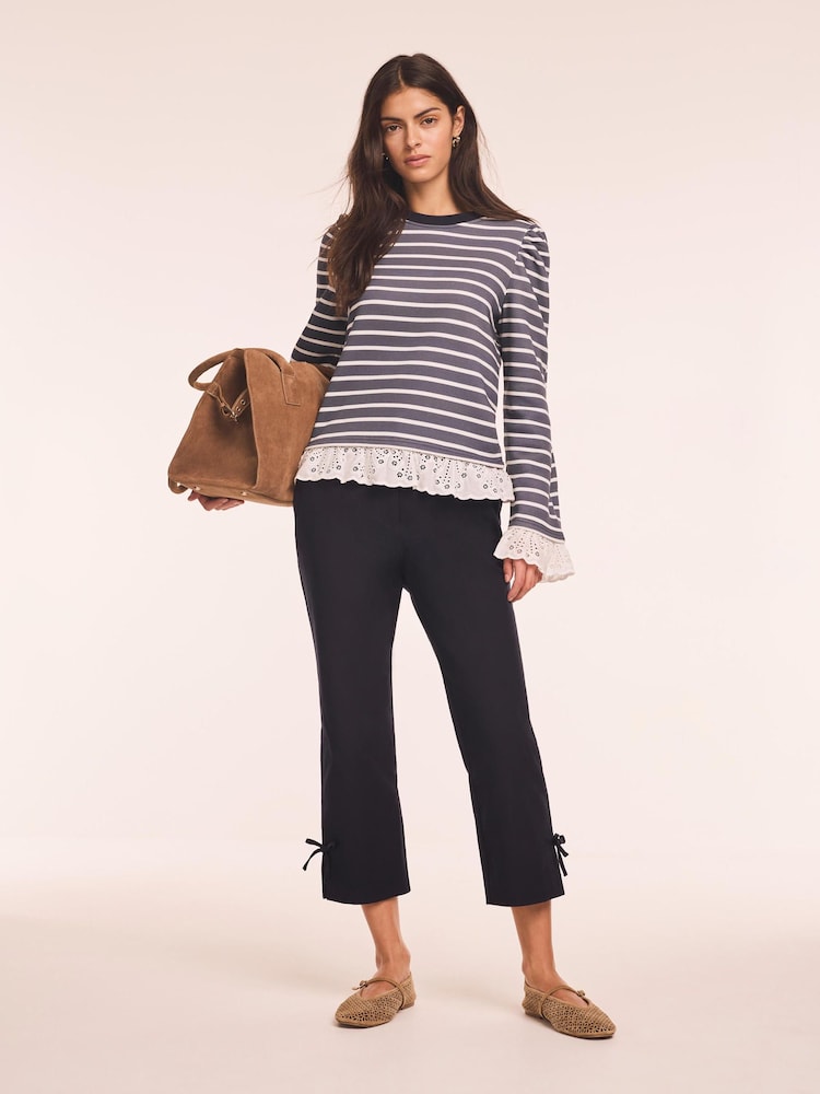 Mint Velvet Blue Cotton Blend Capri Trousers - Image 1 of 1