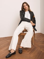 Mint Velvet Pinstripe Wide Jeans - Imaginea 2 din 8