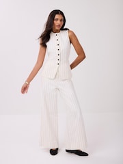 Mint Velvet Pinstripe Wide Jeans - Imaginea 3 din 8