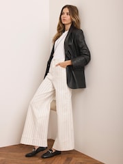 Mint Velvet Pinstripe Wide Jeans - Imaginea 5 din 8