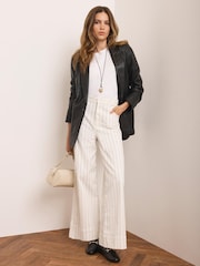 Mint Velvet Pinstripe Wide Jeans - Imaginea 6 din 8