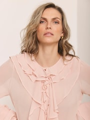 Mint Velvet Pink Ruffle Detail Blouse - Image 1 of 1