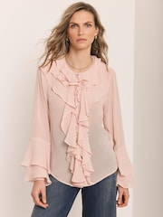 Mint Velvet Pink Ruffle Detail Blouse - Image 2 of 8