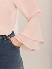 Mint Velvet Pink Ruffle Detail Blouse - Image 4 of 8