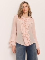 Mint Velvet Pink Ruffle Detail Blouse - Image 5 of 8