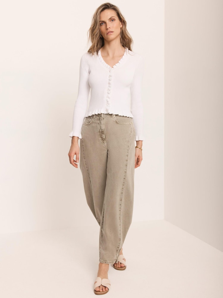 Hvit - Mint Velvet cardigan med rysjedetaljer - Bilde 2 av 4