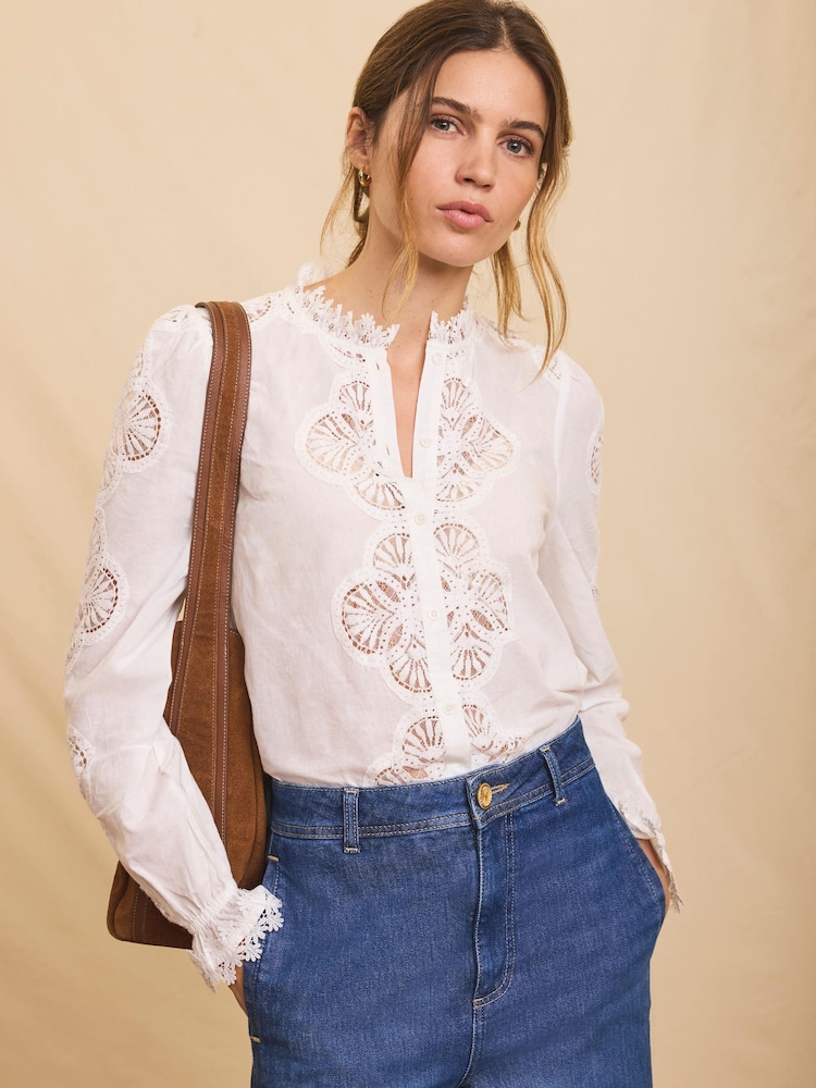 Mint Velvet Cotton Embroidered Blouse - Imagen 2 de 8