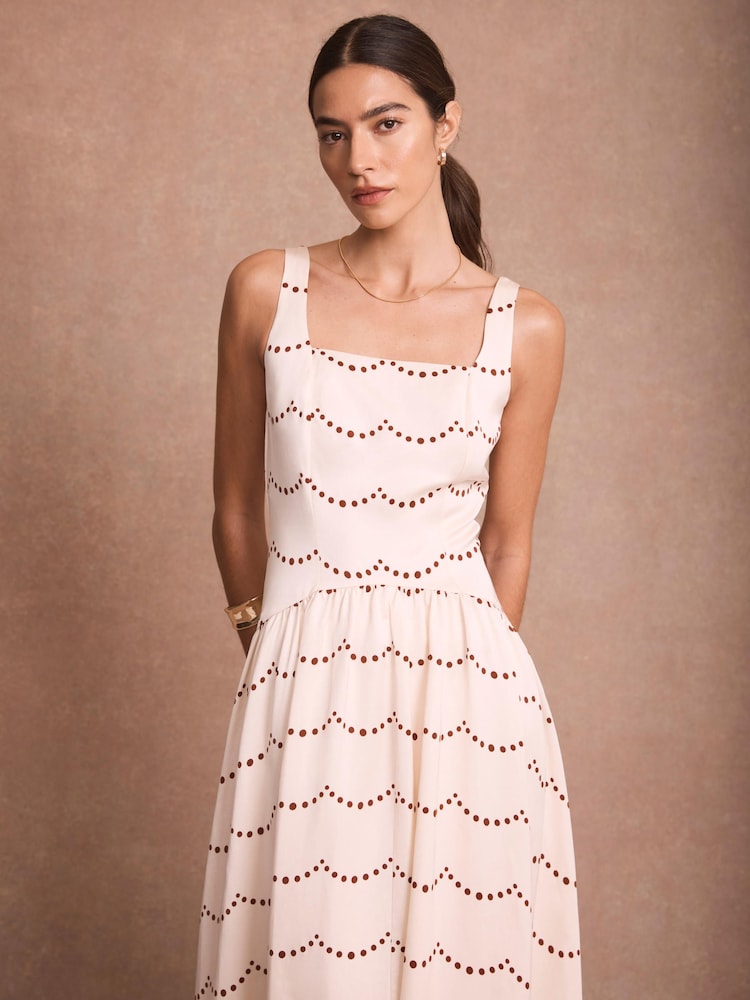 Mint Velvet Cream Spot Print Midi Dress - Image 1 of 1 Mint Velvet Cream Spot Print Midi Dress - Image 1 of 1