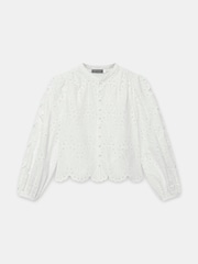 Blanco - Mint Velvet Cotton Broderie Detail Blouse - Imagen 6 de 7