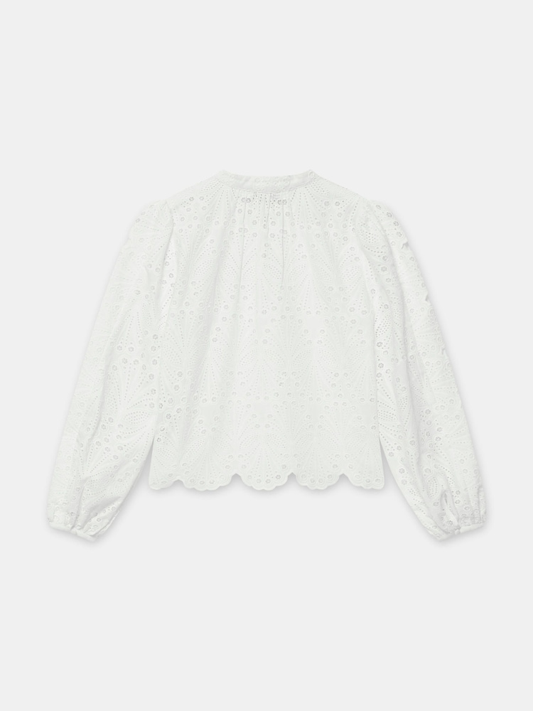 Blanco - Mint Velvet Cotton Broderie Detail Blouse - Imagen 7 de 7
